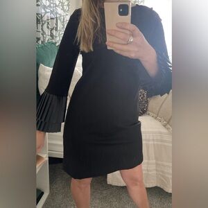 Chico's Black Long Sleeve Dress with Pleated Cuffs size 2